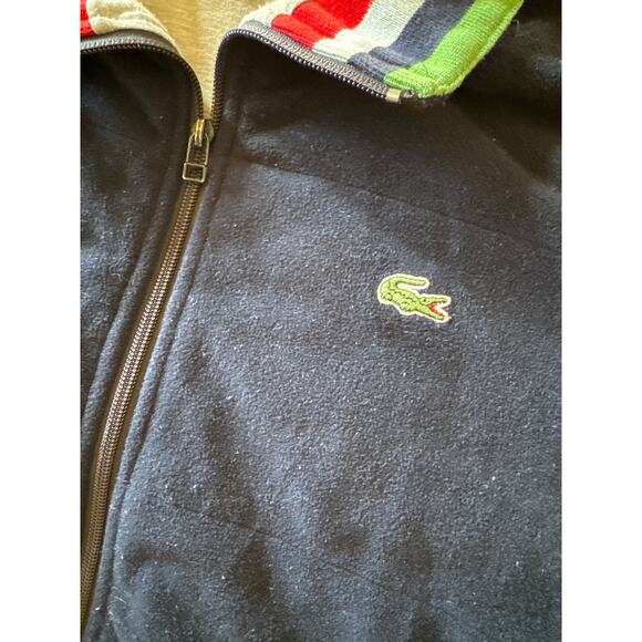 Lacoste Sport Navy Fleece Jersey Lined L Size 6 Full Zip Jacket Made in France - Picture 3 of 9